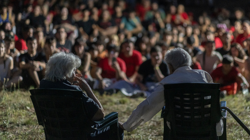 Lucía Topolansky y José Mujica en el Campamento de Gurises MPP 2025.